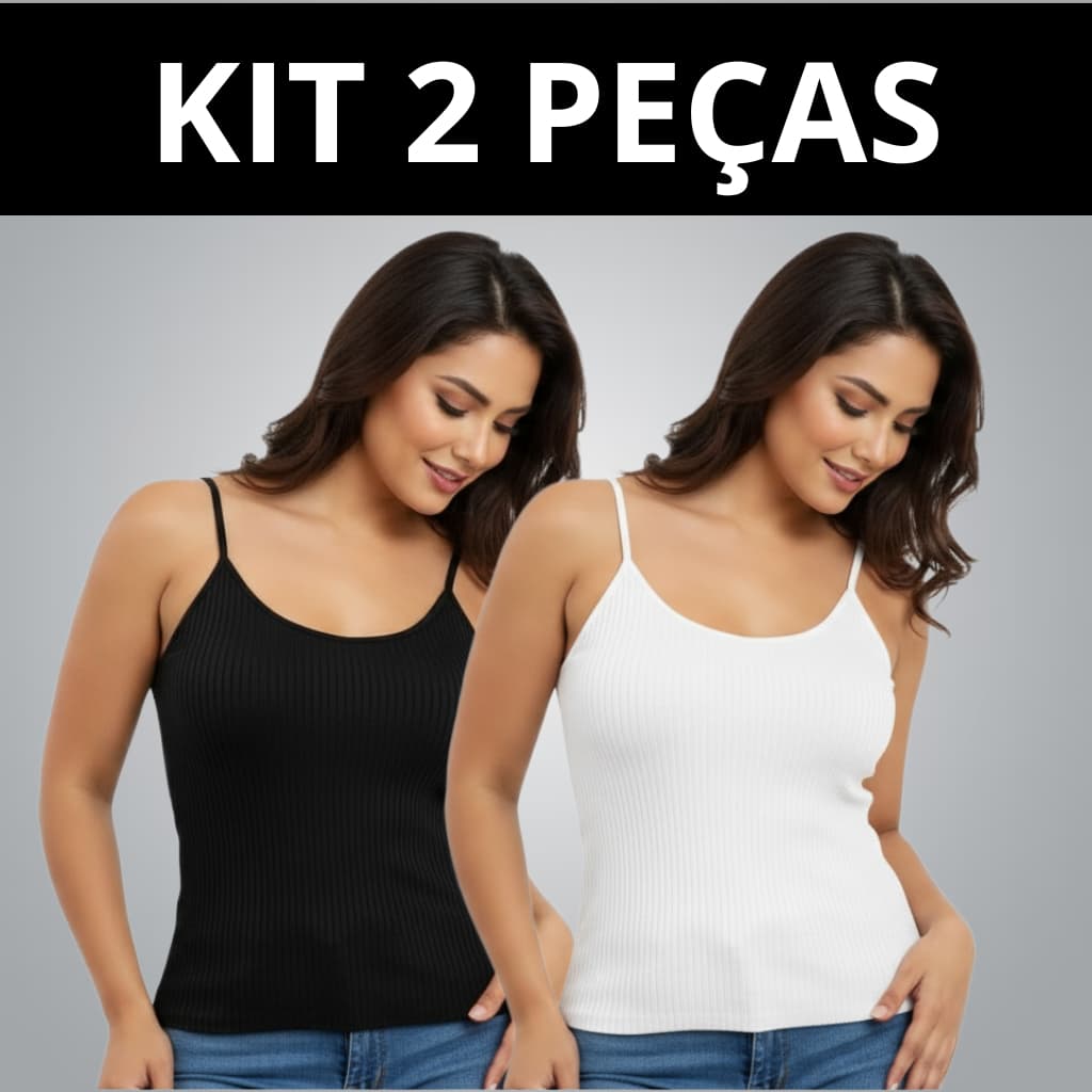 Kit 2 Blusa Regata Feminina Básica Alcinha Canelada