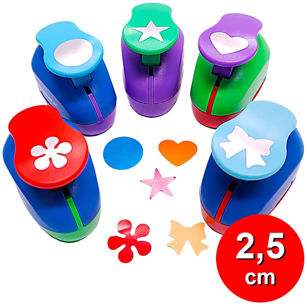 Furador 2,5cm 25mm Perfurador Papel EVA Scrapbook Cartonagem Modelos Coração Estrela Círculo Laço Hélice - 1 Unidad