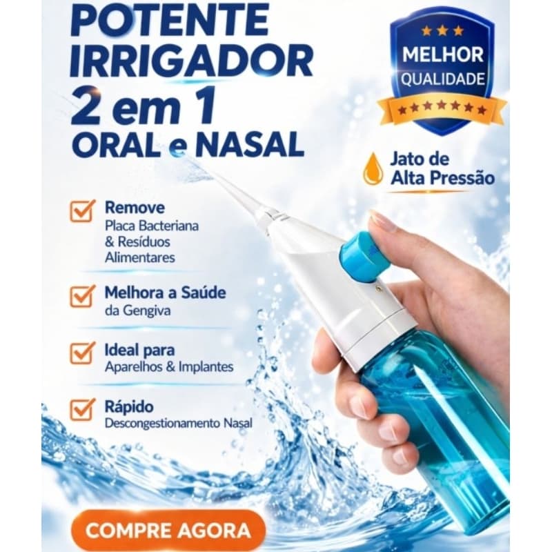 Jato de Limpeza 2 em 1 Irrigador Bucal e Nasal Limpeza Perfeita Aparelhos