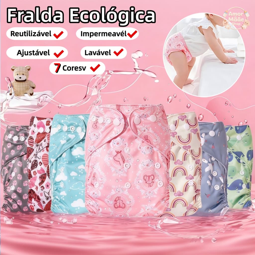 Fralda Ecológica Reutilizável Ajustável Para Bebês Impermeável Conforto E Sustentabilidade Crianças