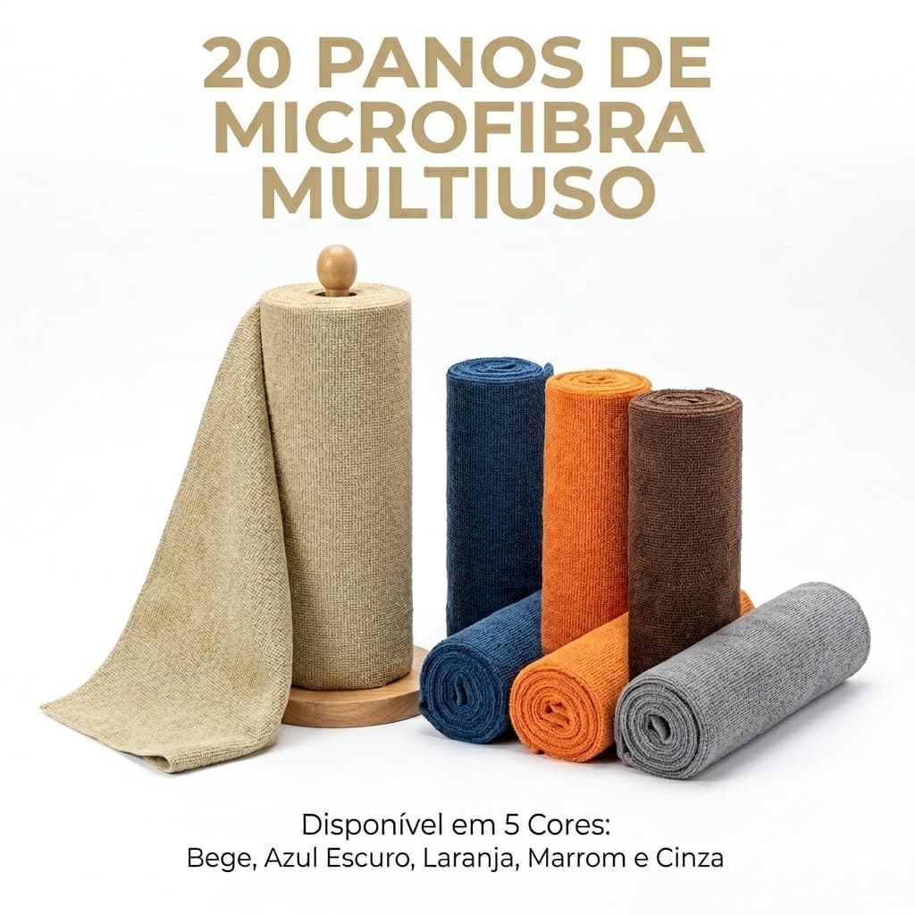 Pano de Microfibra Multiuso em Rolo Destacável Limpeza Geral Casa Cozinha Vidros Reutilizavel