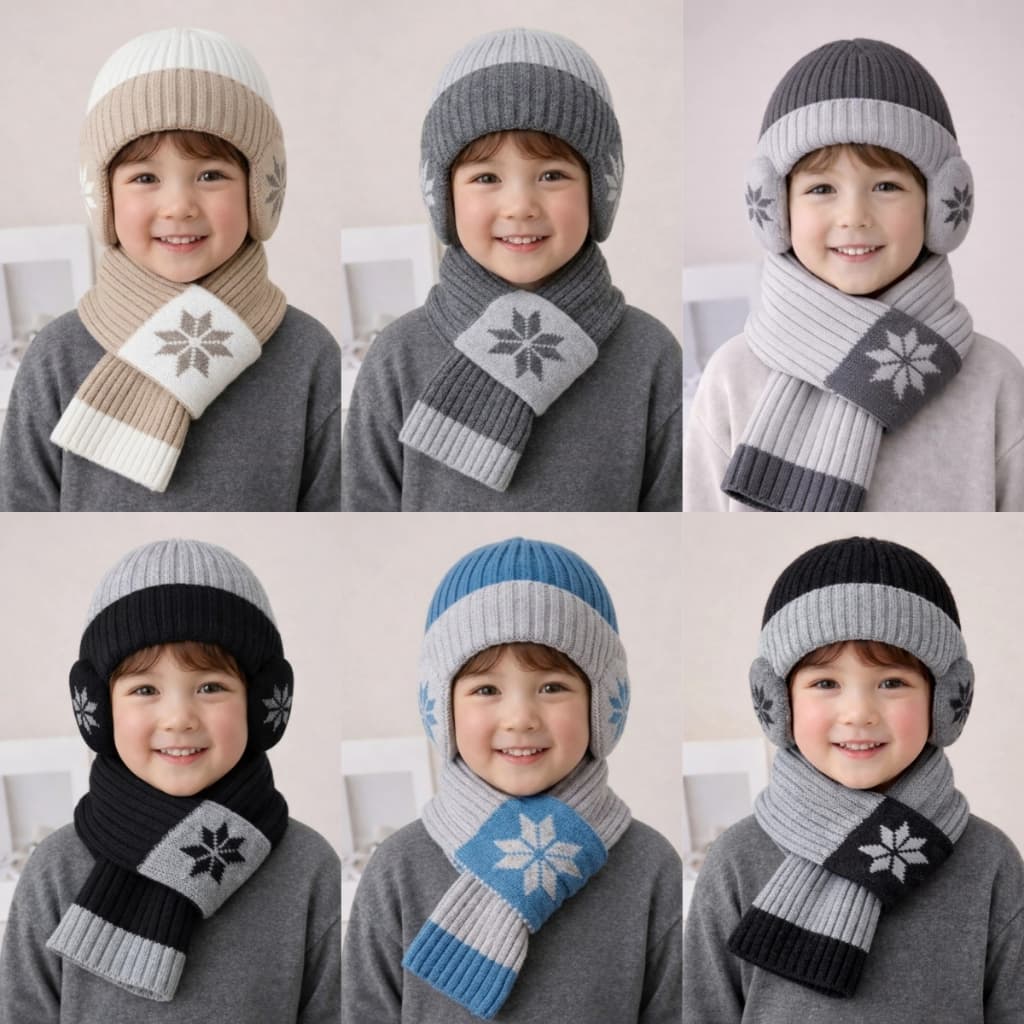 Kit Touca com cachecol  infantil /Touca infantil forrada para menino menina