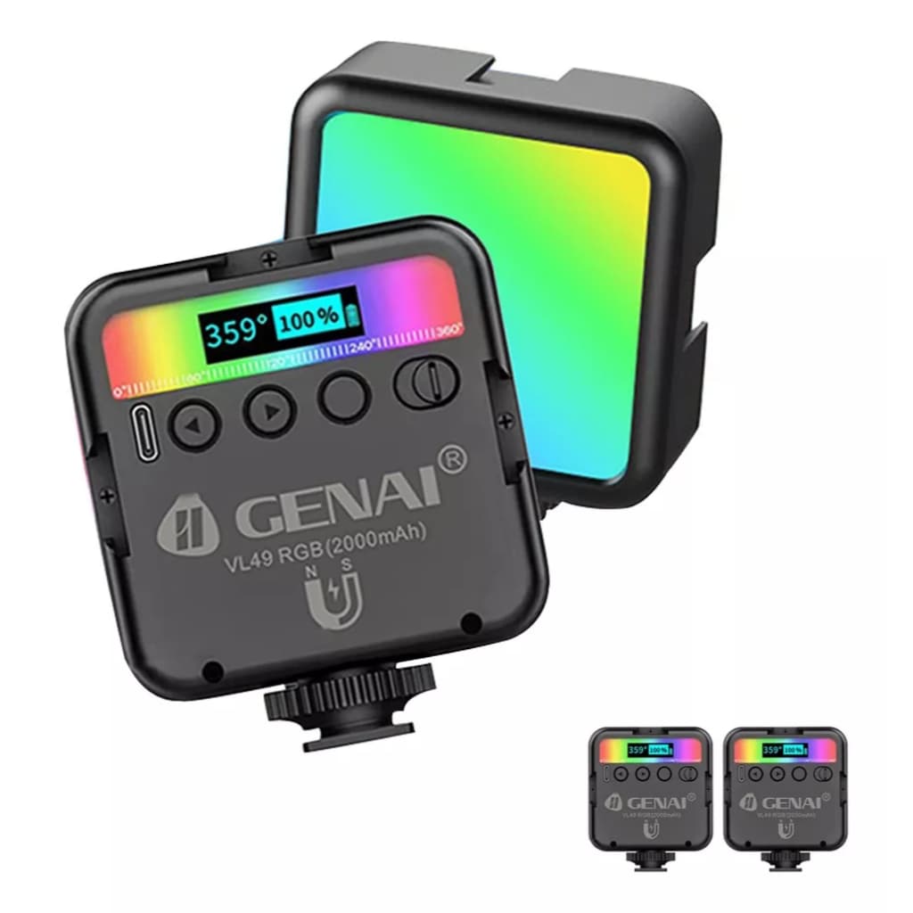 GENAI Luz De Led Para Fotos Vídeos - Rgb Vl49 Rgb No Brasil Cor Da Estrutura Classic Black