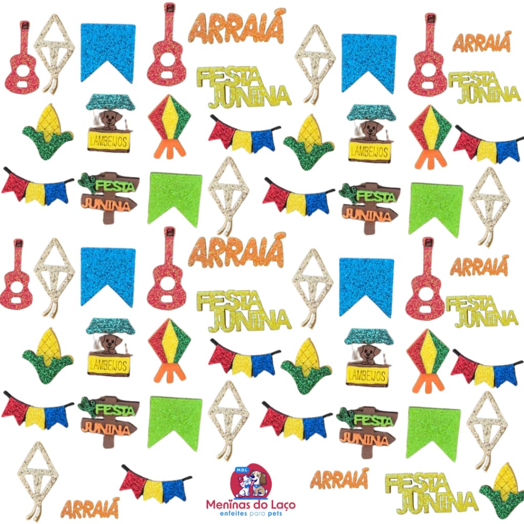 30| 20| 10 Adesivos Pet Festa Junina - Luxo - Cola Premium - Sortidos