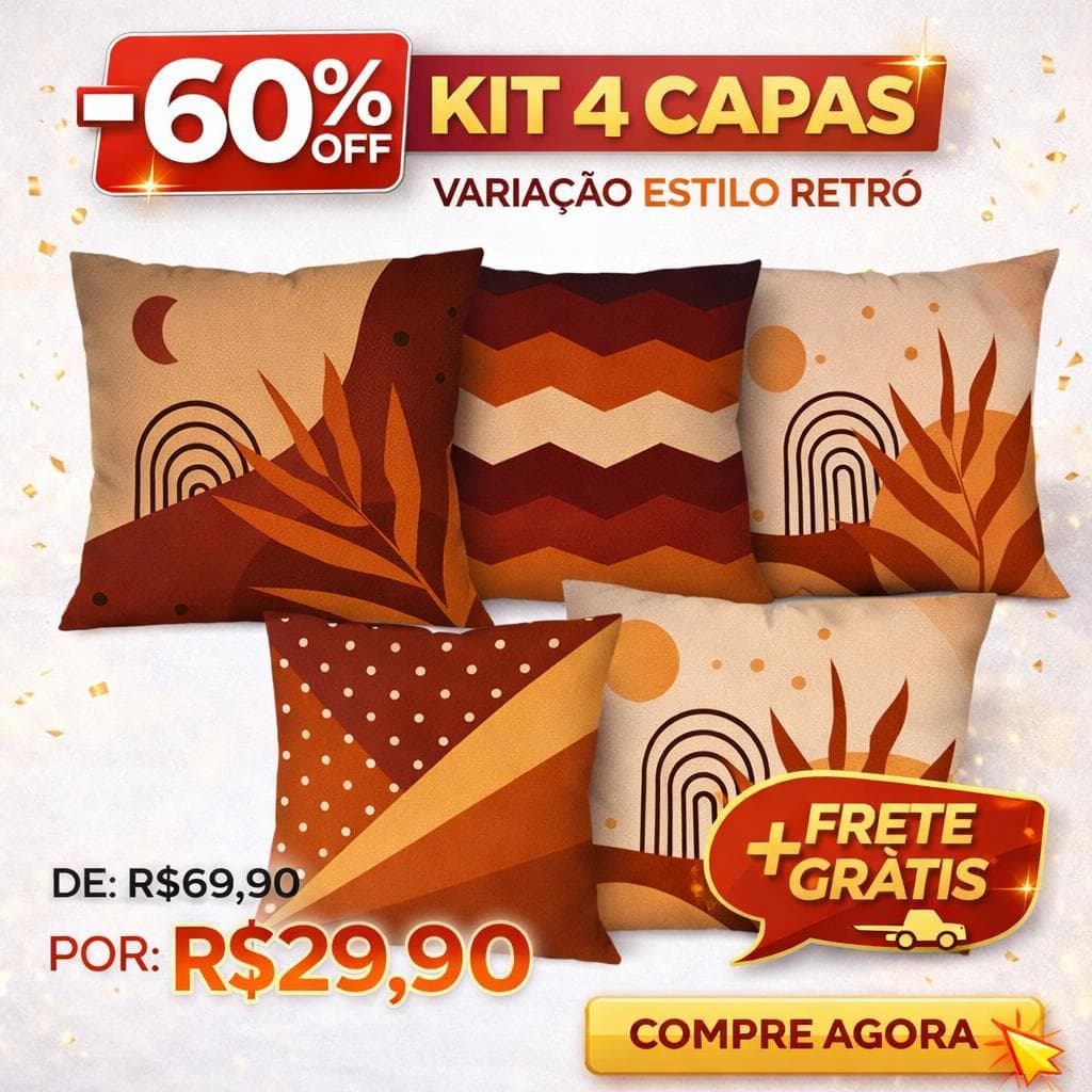 Kit com 4 Capas para Almofadas Decorativas 45x45cm