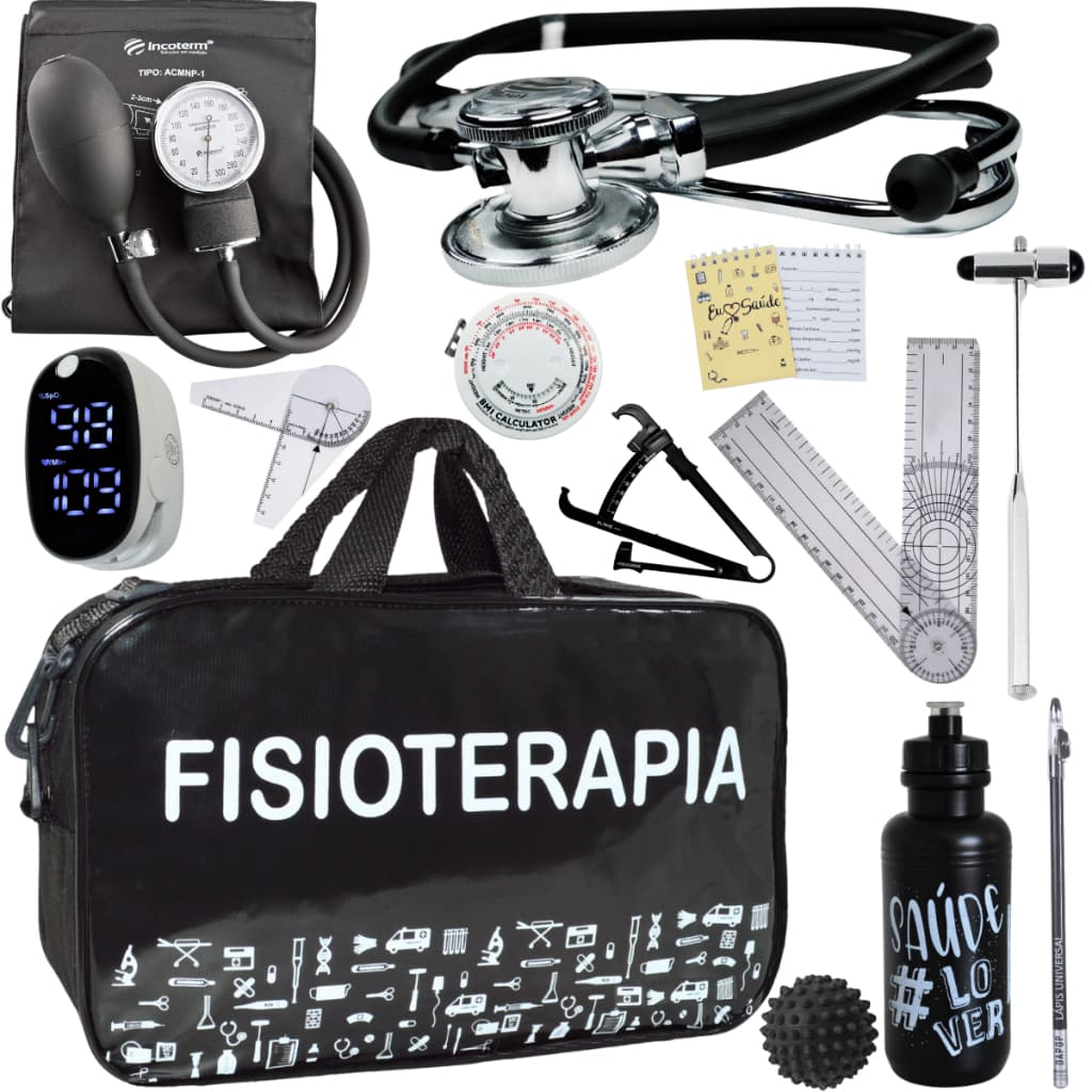 Kit Fisioterapia Aparelho Pressao Estetoscopio Adulto Martelo Buck Fita Goniometro Bolinha