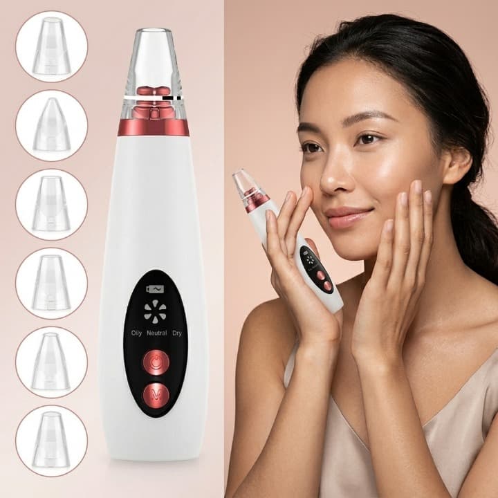 Limpador Facial Portátil USB com 3 Níveis de Sucção e 6 Acessórios Misuli