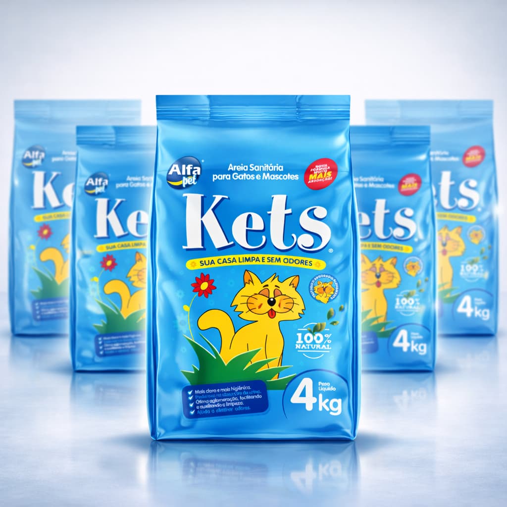 Kit 5 Areia Grossa Sanitária Kets Premium Higiênica Granulado Para Gatos 20kg