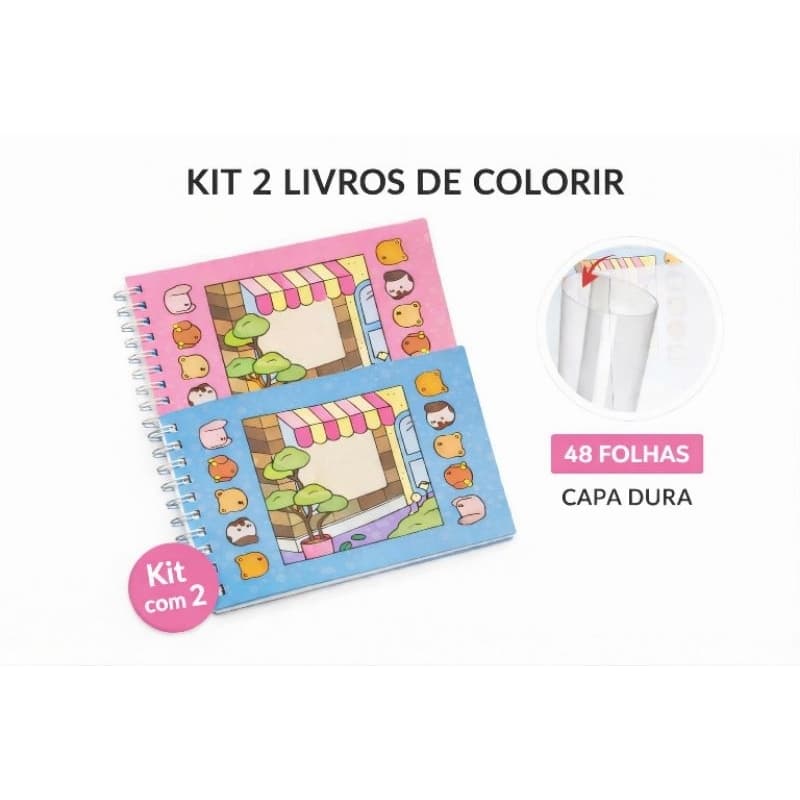 “Kit 2 Livros de Colorir Infantil Capa Dura 48 Folhas”