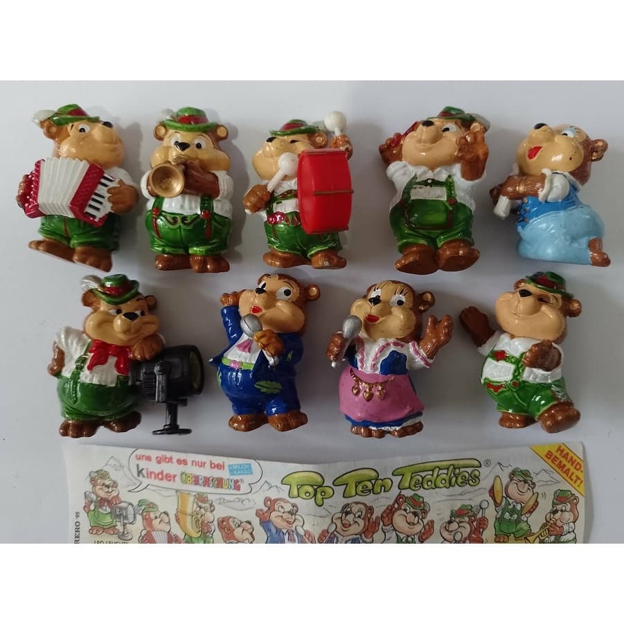 Kinder Ovo - Lote com 9 Ursos Músicos, ano 1995 (ultimo boneco falta o acessório)