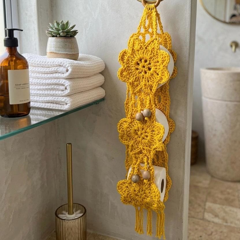 Porta Papel Higiênico Flor - 3 Lugares Artesanal