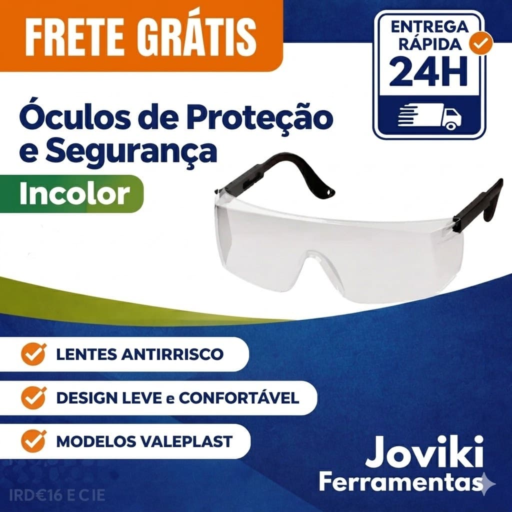 Oculos de Proteção e Segurança Incolor e Fume Modelos Valeplast
