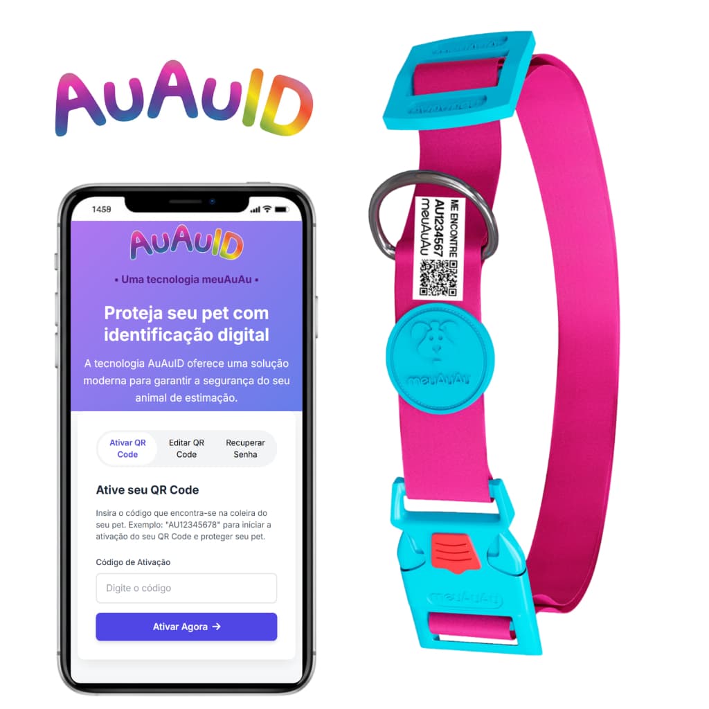 Combo 2 em 1 - Coleira Para Cachorro Com Tag De Identificação Do Pet E Tutor