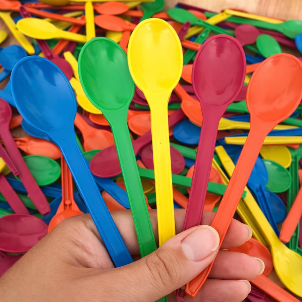 Colher Colorida Reforçada 13cm 1000 Unidades Descartável Resistente Açaí Festa Sorveteria