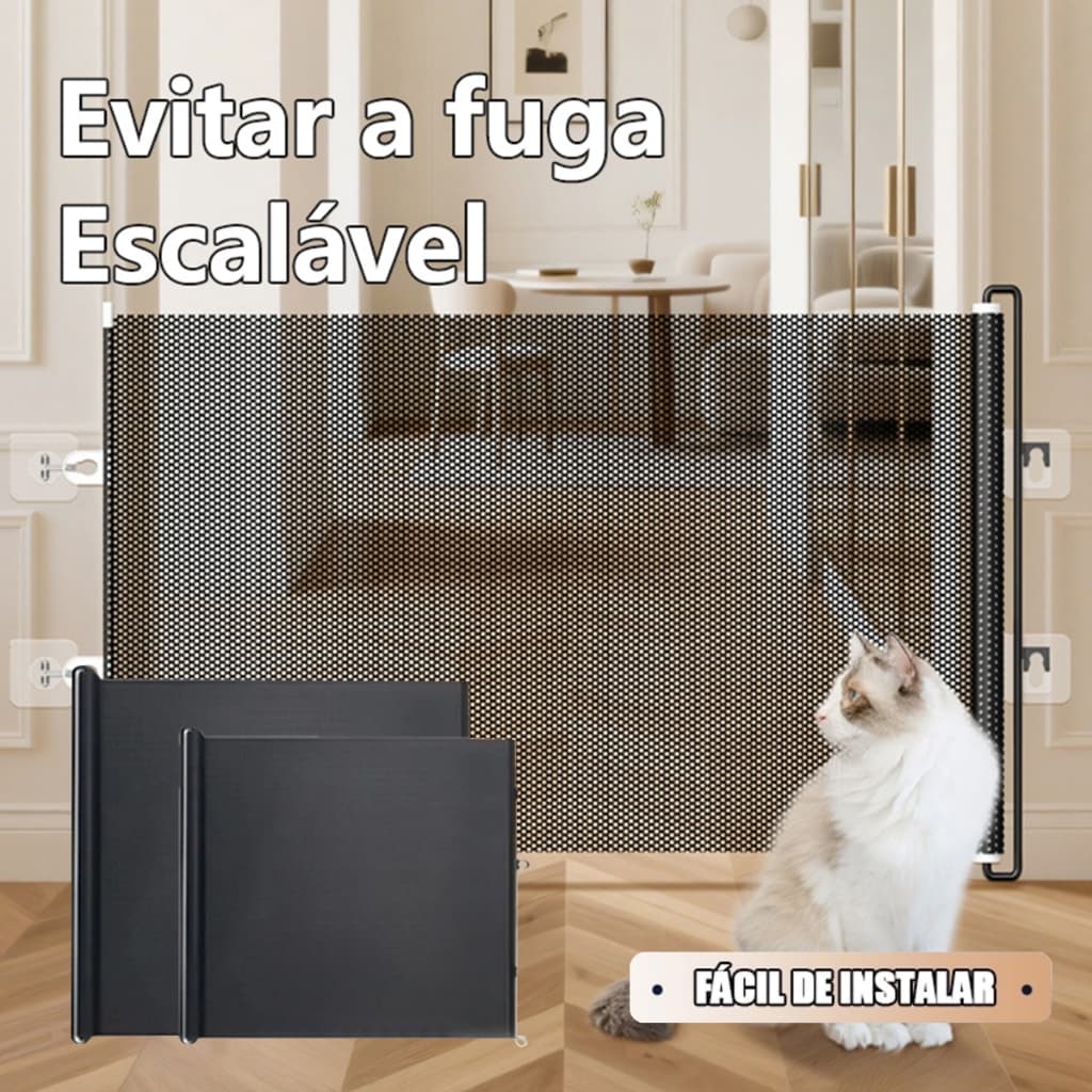 Tela de proteção para Pets Bebês -Cercadinho Grade Retrátil 125cm/140cm