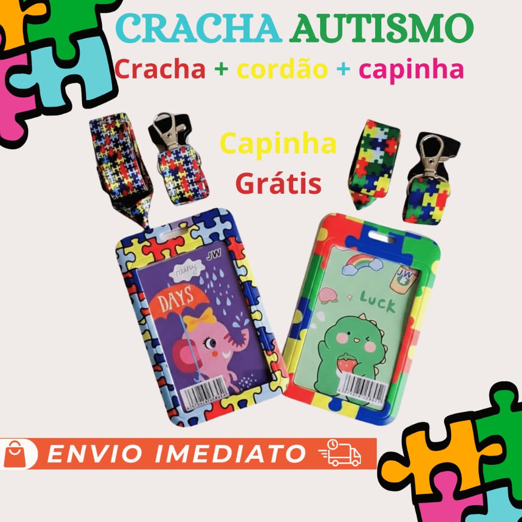 Crachá de Identificação Autismo com Cordão e Trava de Segurança – Deficiências Ocultas
