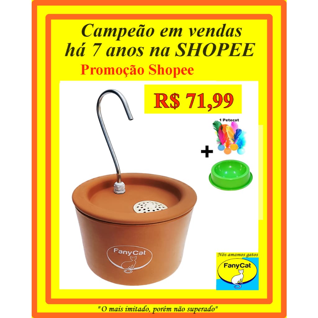 Bebedouro Fonte Gatos em Cerâmica O Melhor O Nº1  3 Litros