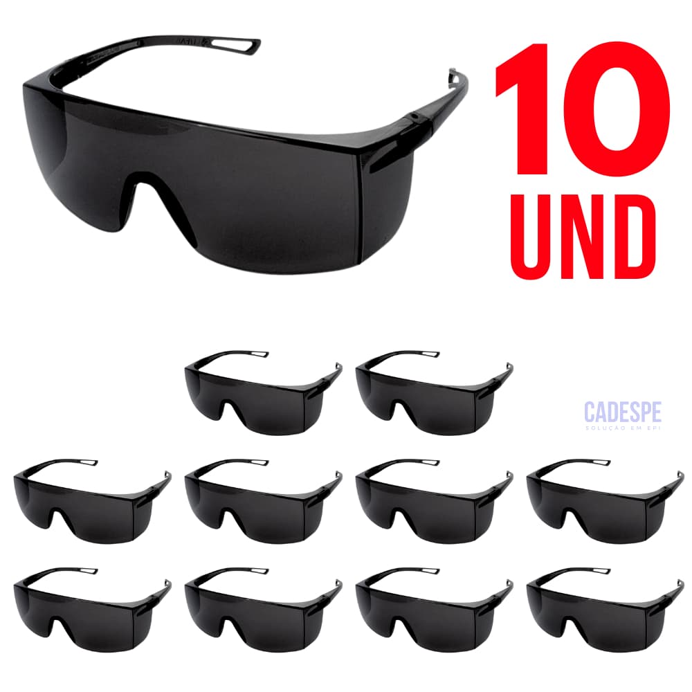 Kit 10 Óculos De Proteção RJ Fênix Segurança Epi Obra Construção - Valeplast Ca 40091