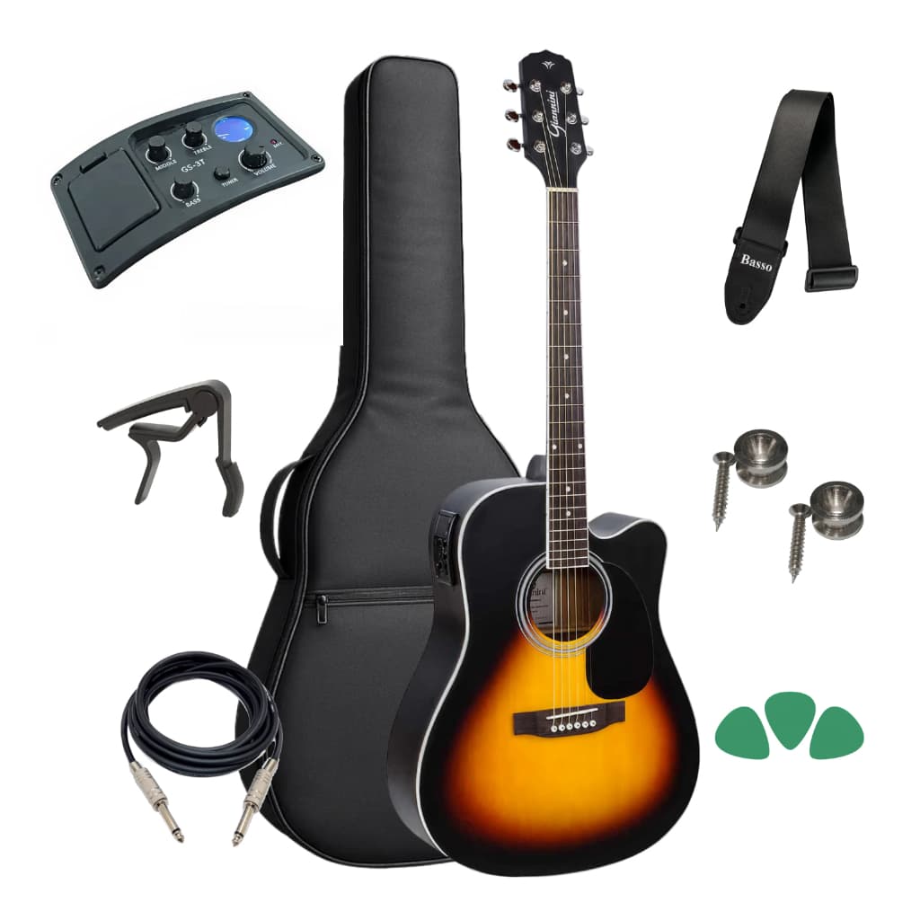 Violão Giannini Elétrico Gdc-1 Vsb Kit Capa Acessorios Full