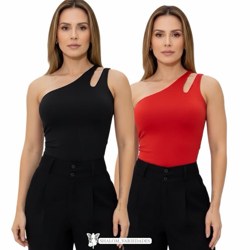Kit 2 Blusas Nula Feminina Manga Um Obro Abertura na Manga Básica Tecido Suplex Premium com Forro Blusinha Feminina Moda