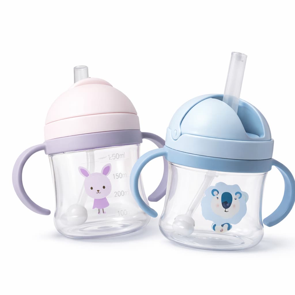 Copo Antivazamento Transição Infantil C/Alça Azul Rosa