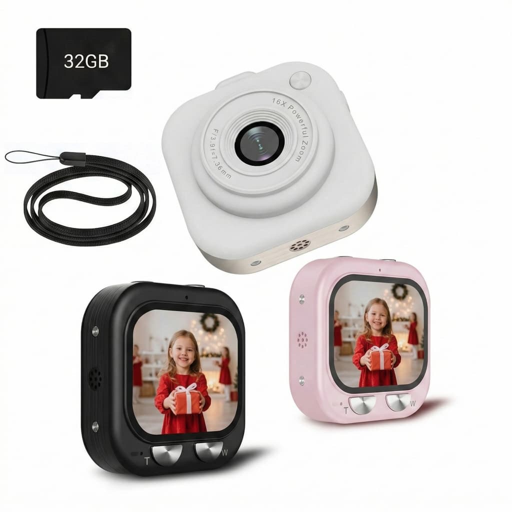 Mini Câmera Digital 1080P 44MP com Zoom de 16x e Tela de 0.96" Luz LED Integrada Filmadora Portátil