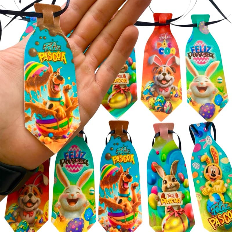 Kit 20 Gravatas Pet de Páscoa - Gravatinhas de Courino
