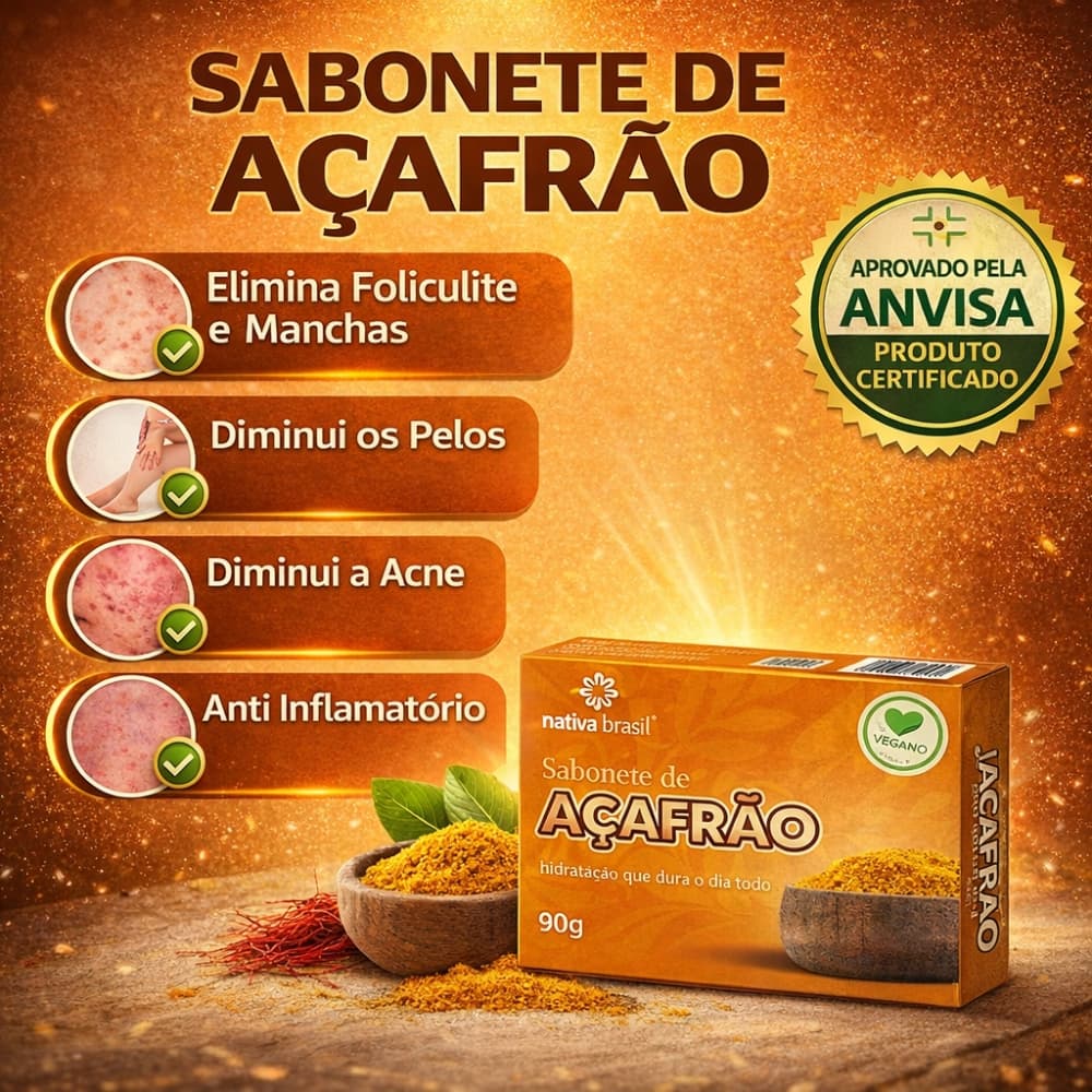 Sabonete de Açafrão Natural Controle Oleosidade Clarear Manchas e Anti-Acne depilação natural Native