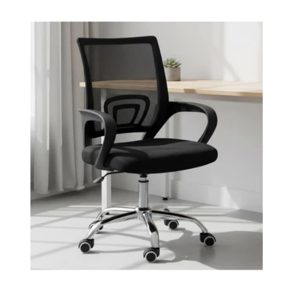Cadeira De Escritório Giratória Com Altura e Postura Ajustável Cor Preto