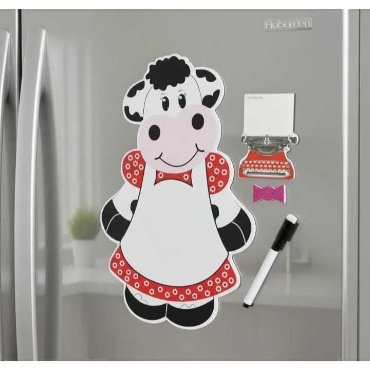 Lousa Magnética para geladeira Vaquinha olhos resinados