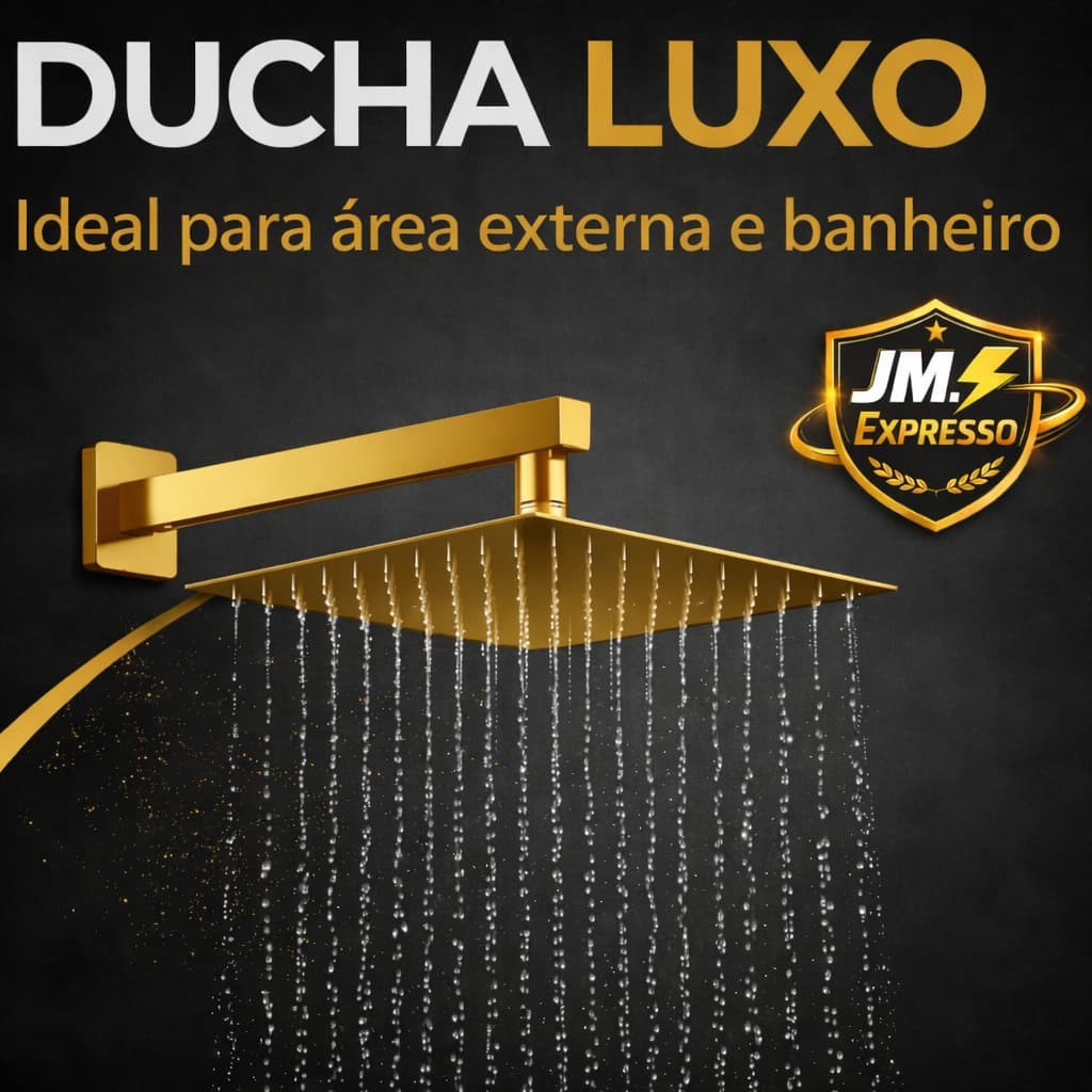 DUCHA DOURADA 20x20 INOX 304 QUADRADO