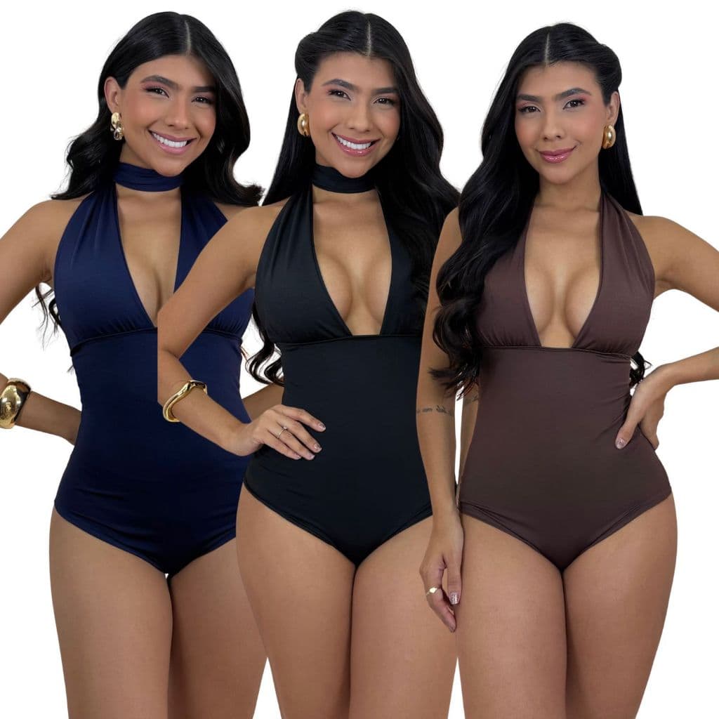 Body Feminino Multiformas Costa Nua Frente Única Costas Aberta Amarração Decote Profundo