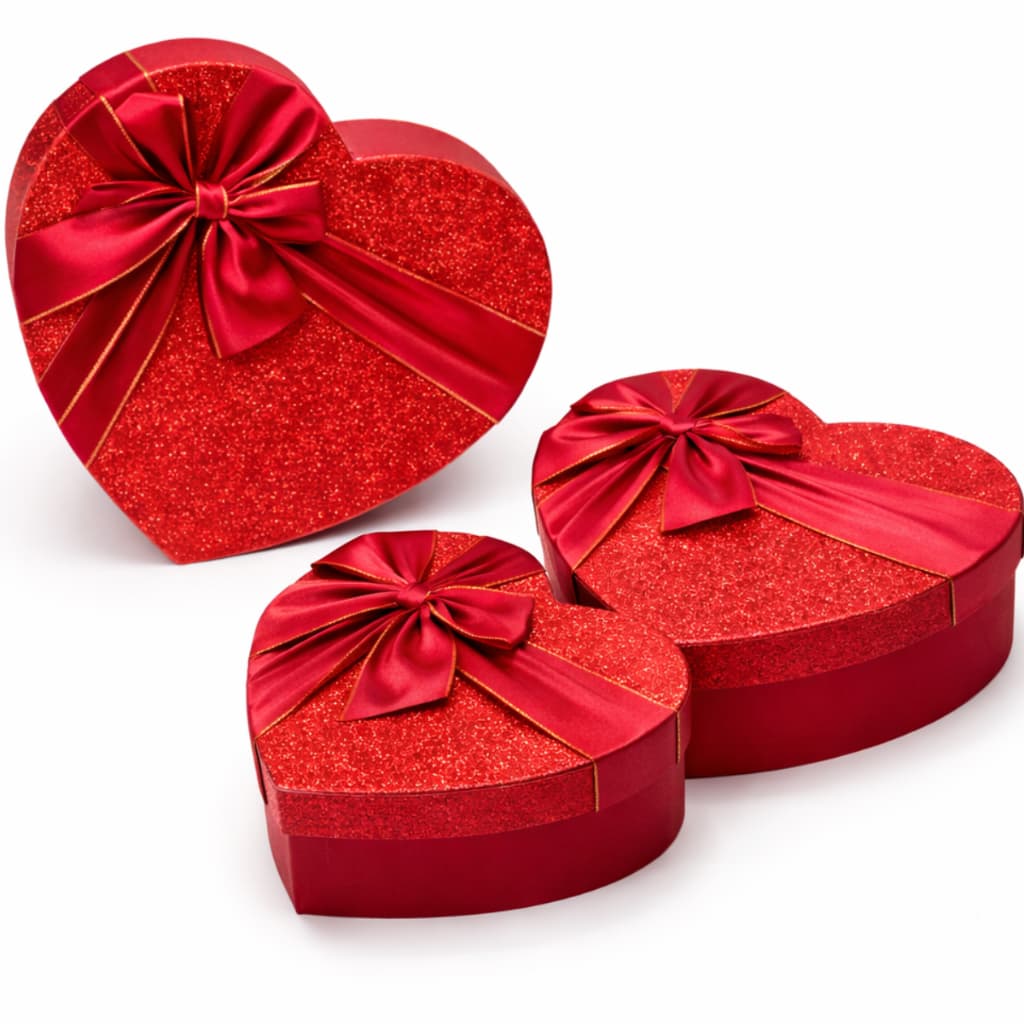 Kit 3 Caixa De Presente Coração Embalagem Com Tampa 3 Tamanhos Dia Das Mães Dia Dos Namorados