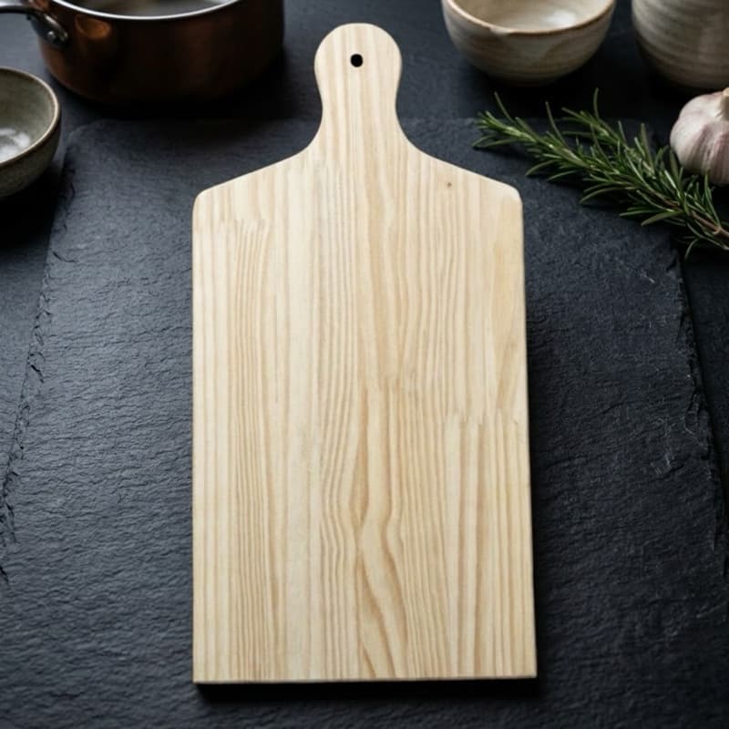 Tábua de Madeira para Churrasco e Corte 45x23cm Grossa com Cabo – Tábua para Carne, Cozinha e Servir