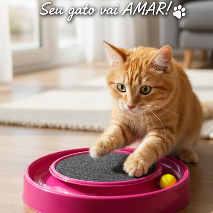 Arranhador para Gatos Redondo com Bolinha Brinquedo Pet Interativo Relax Antiestress Cat