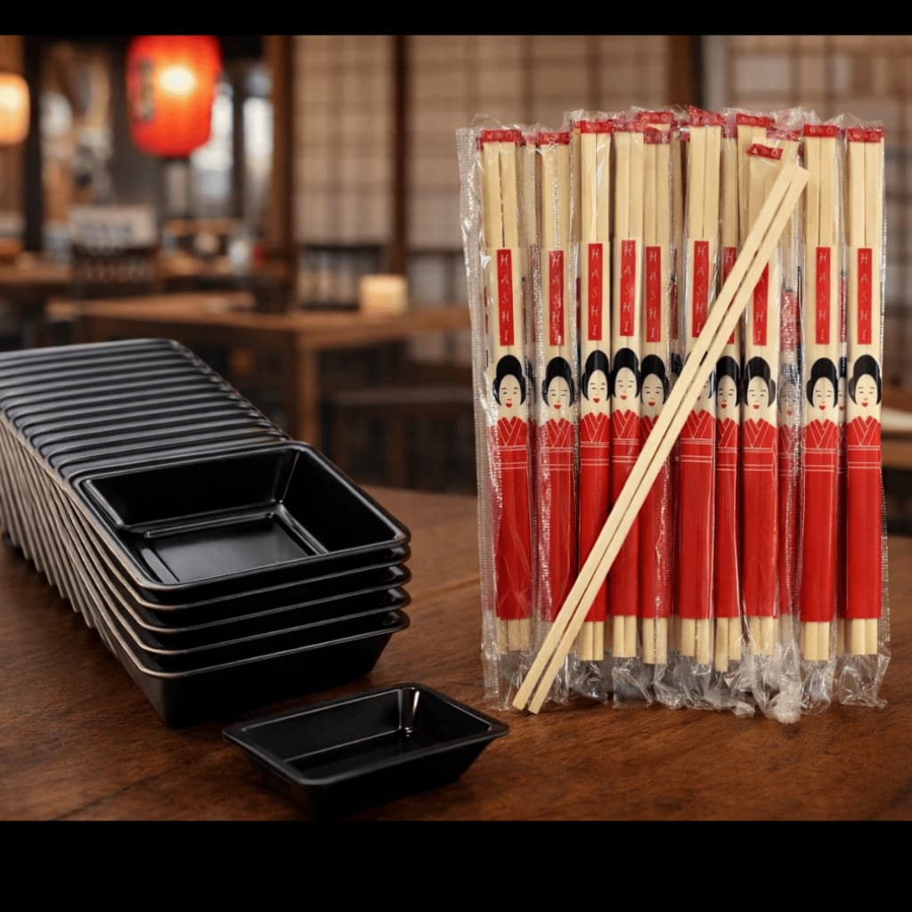 Kit Pares de Hashi +  Berço molheira de shoyu - Para sushi, restaurante, delivery