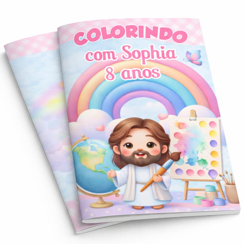 Livrinho de Colorir O MAIOR PINTOR DO MUNDO JESUS Personalizado | Lembrancinha Infantil Pegue Monte