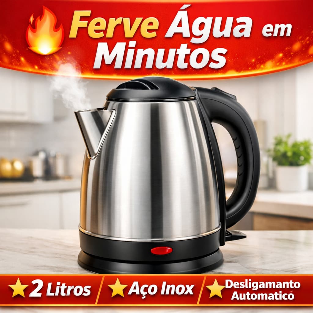Chaleira Elétrica Jarra Inox 2 Litros Rápida Segura Design Moderno Voltagem 127V