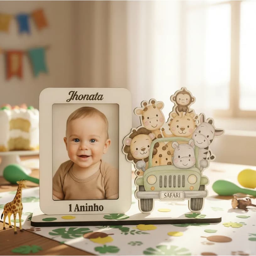 Kit 10 Mini Porta Retrato 10x15 Modelo Safari Mdf Branco