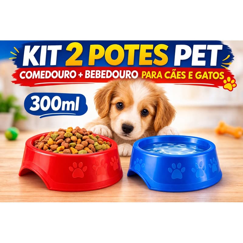 kit 2 potes de ração pet 300 ml - Praticidade e Estilo para seu Amigo!