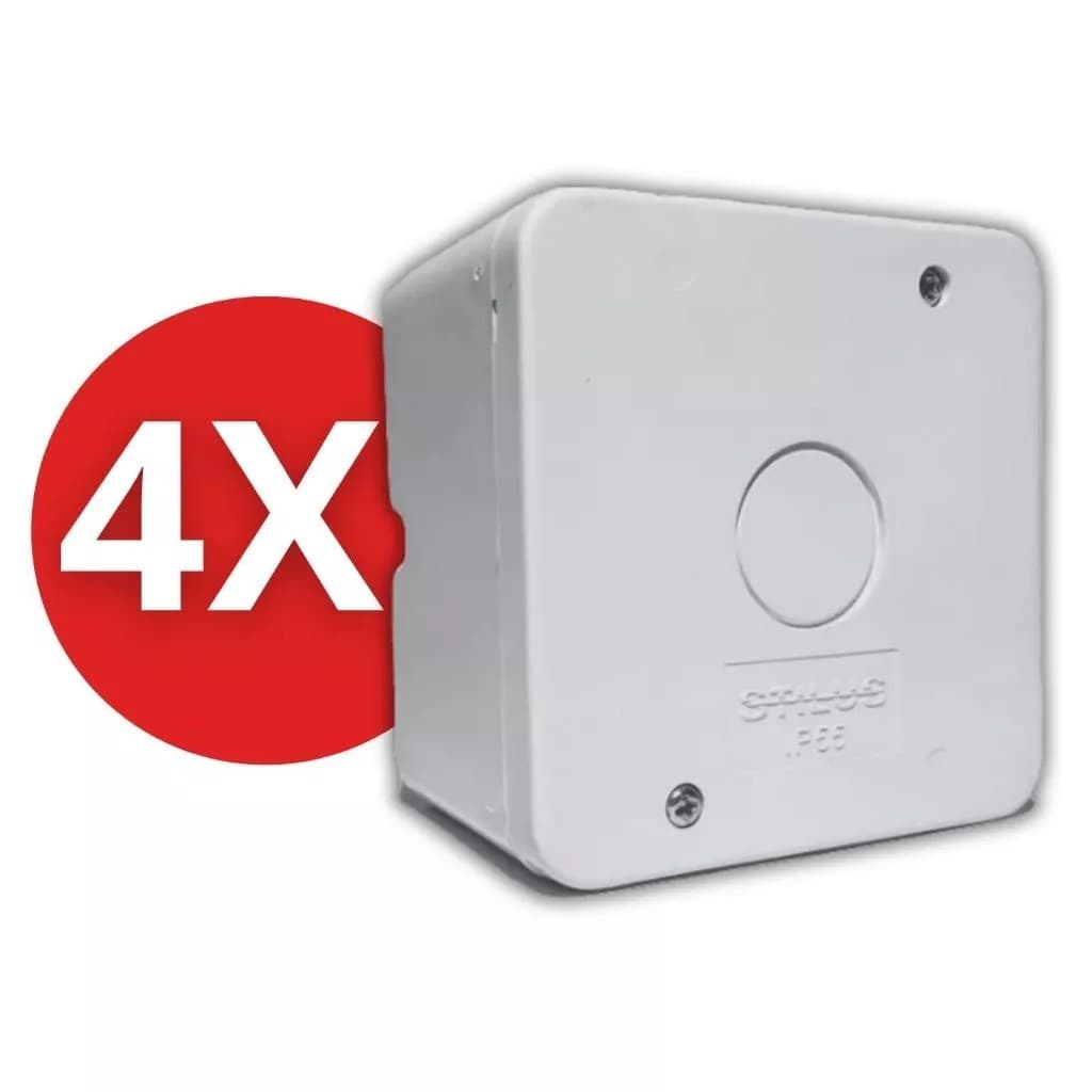 KIT 4 Caixa Plástica Organizadora de Proteção Câmera Parafuso C/ Vedação Stilus Simples Branca IP55