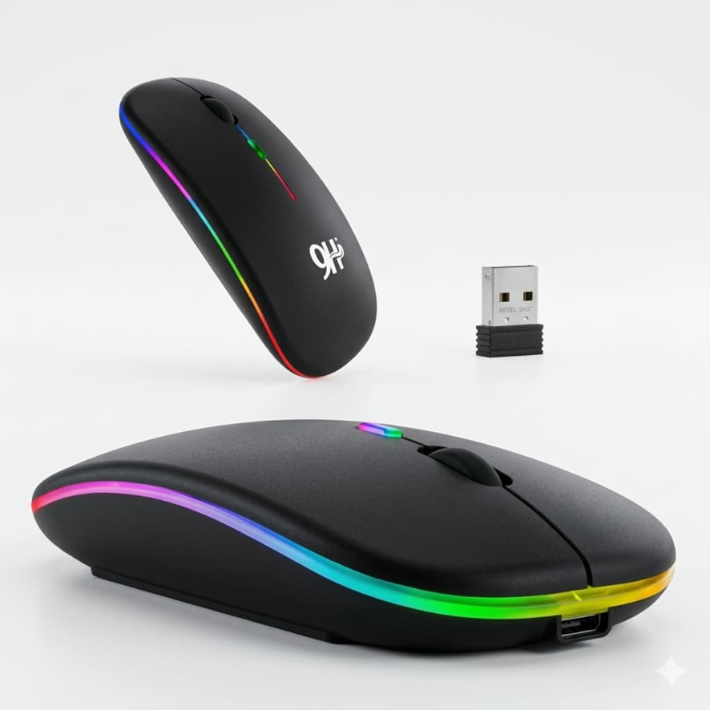 Mouse Sem Fio Recarregável Silencioso 1600DPI Ergonômico USB Wireless Para Notebook PC Slim