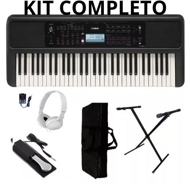 Kit Completo Teclado Musical Arranjador Yamaha Psr E383