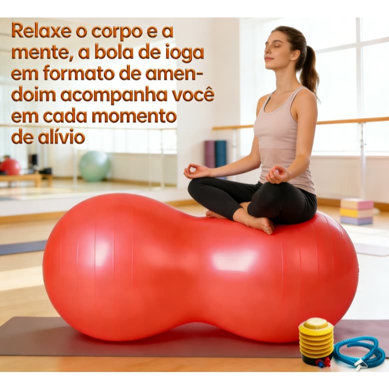 Bola de Pilates Formato Feijão 90x40 cm Resistente com Bomba Inclusa