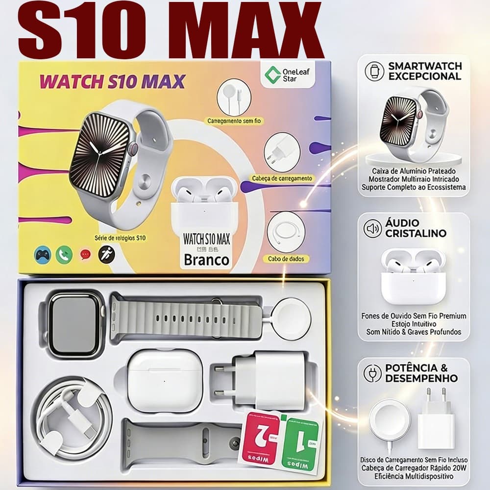 Smartwatch 2026 Novo s10 max 2.2 Polegadas Para IOS Android Completo 9 em 1