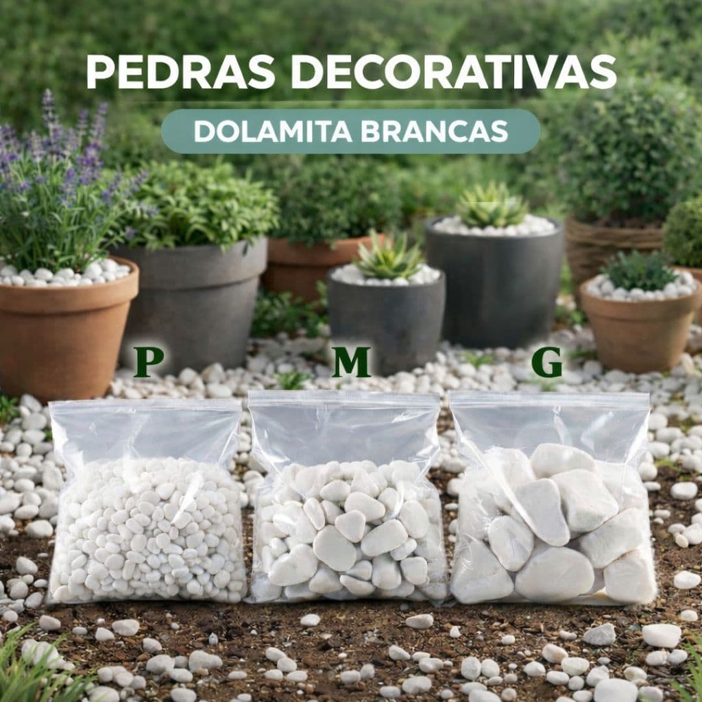 Pedra Seixo Dolamita 2KG Vaso decoração e Jardim - DIRETO DE FÁBRICA PREÇO