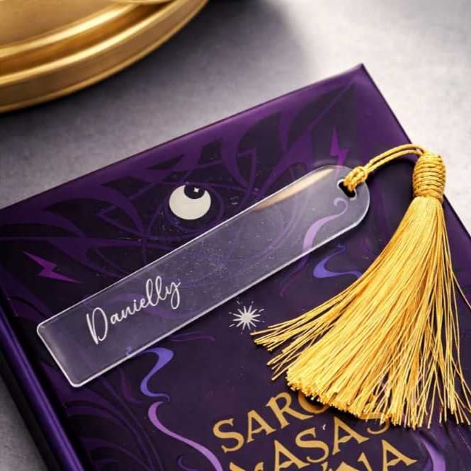 Marca Página Personalizado com Nome em Acrílico | Presente Criativo e Lembrancinha com Tassel