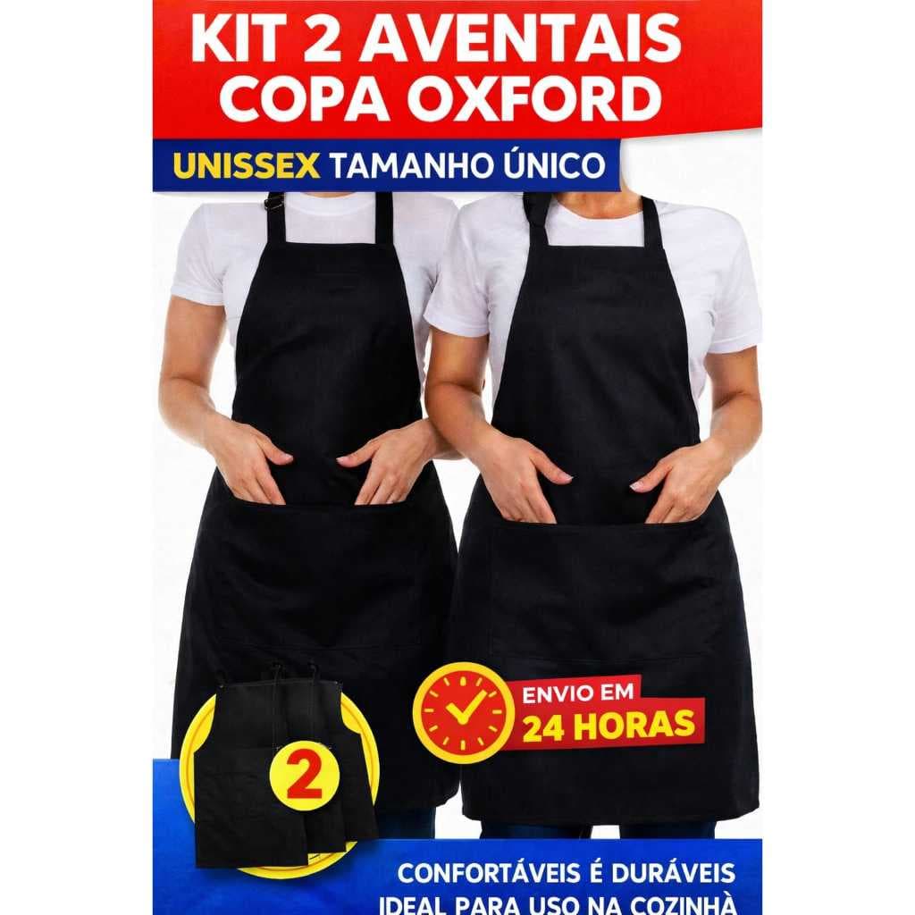 Kit com 2 Aventais Copa de oxford 100% poliéster