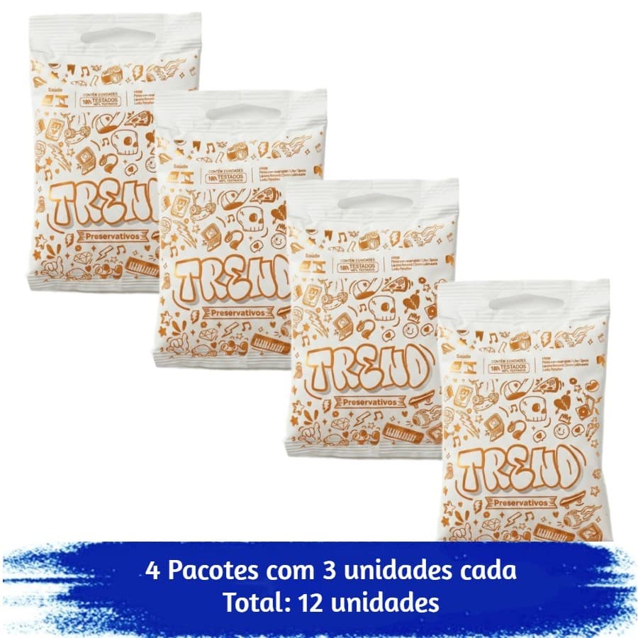 Preservativo Trend Lubrificado Com 12 Unidades 4x3