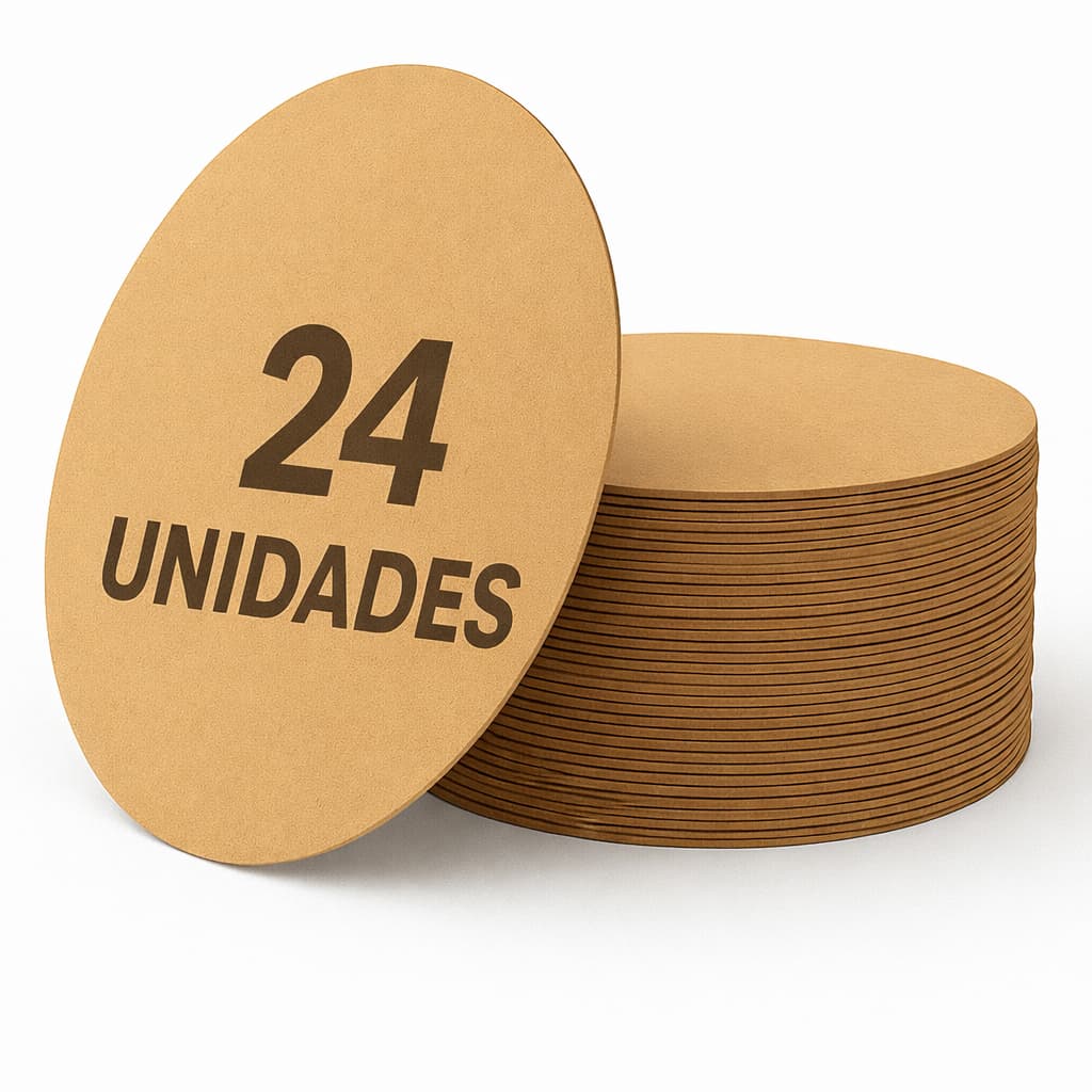 Kit Sousplat 24 Bolachas 35x35cm Cru Circulo Base MDF Decoração de Mesa, Artesanato, Supla, Suplat, Disco Redondo